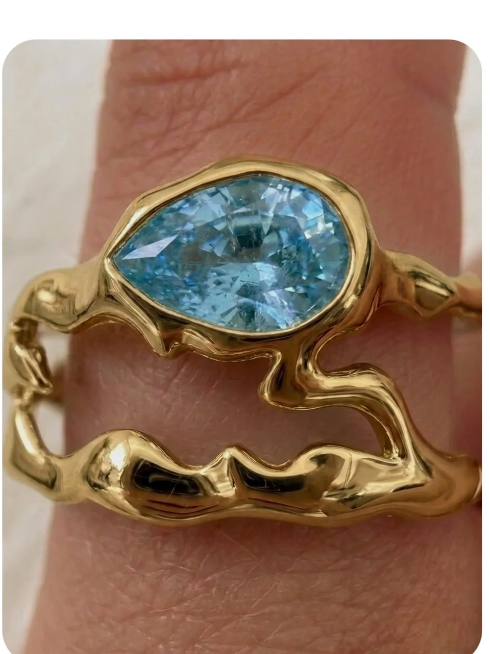 Steff Eleoff Gold Vermeille and Crystal Oura Ring 5 Cover size 9